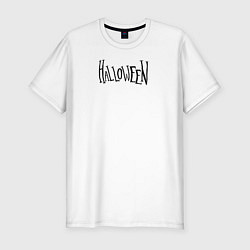 Футболка slim-fit Halloween, чёрный текст, цвет: белый