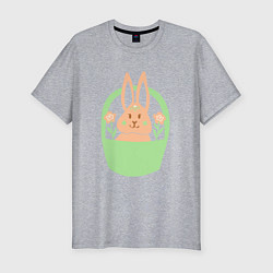Мужская slim-футболка Кролик в корзине