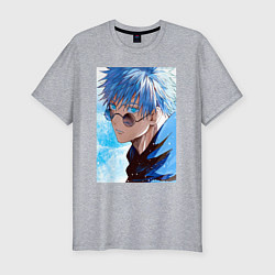 Футболка slim-fit Сатору Годжо в очках - Jujutsu kaisen, цвет: меланж