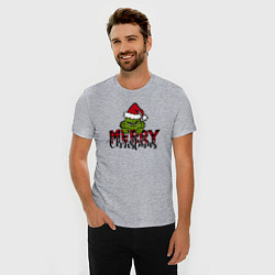 Футболка slim-fit Гринч Merry Christmas, цвет: меланж — фото 2