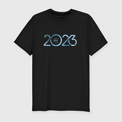 Футболка slim-fit 2023 Новый год, цвет: черный