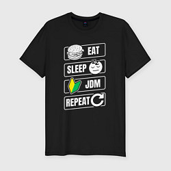 Футболка slim-fit Eat sleep JDM repeat, цвет: черный