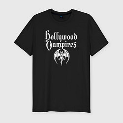 Футболка slim-fit Hollywood vampires рок группа, цвет: черный