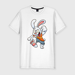 Мужская slim-футболка Довольный заяц