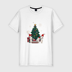 Футболка slim-fit Новогодние кодама, цвет: белый
