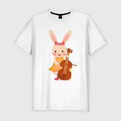 Футболка slim-fit Зайчик-музыкант, цвет: белый
