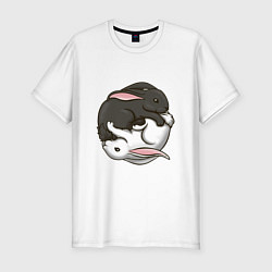 Футболка slim-fit Кролики Инь-Янь, цвет: белый