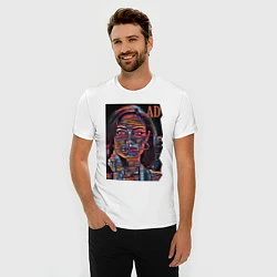 Футболка slim-fit Angelina Jolie - art - glitch, цвет: белый — фото 2