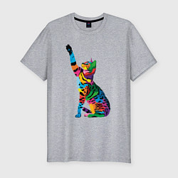 Футболка slim-fit Бенгальская кошка, цвет: меланж