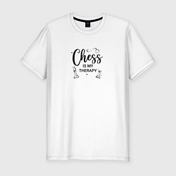 Футболка slim-fit Chess is my therapy black, цвет: белый