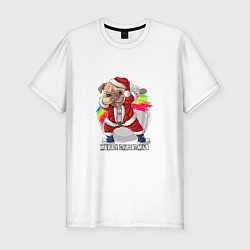 Мужская slim-футболка Dog christmas
