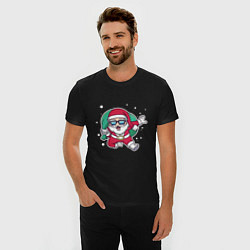 Футболка slim-fit Snowy Santa, цвет: черный — фото 2