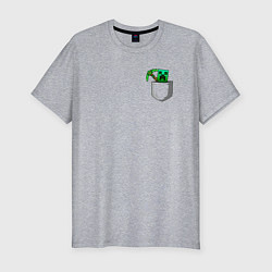 Мужская slim-футболка Карманный крипер с киркой