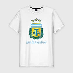 Футболка slim-fit Эмблема федерации футбола Аргентины, цвет: белый