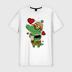 Футболка slim-fit Crocodile with a cat, цвет: белый