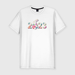 Мужская slim-футболка Надпись 2023 год кролика