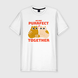 Футболка slim-fit We are purrrfect together, цвет: белый