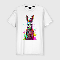 Футболка slim-fit Яркий кролик, цвет: белый