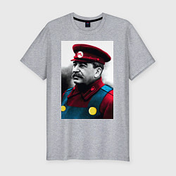 Футболка slim-fit Иосиф Виссарионович Сталин - memes Mario, цвет: меланж