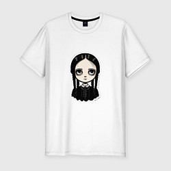 Футболка slim-fit Уэнсдей, Семейка Аддамс в стиле Бёртона, цвет: белый