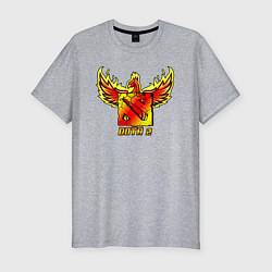Футболка slim-fit Дота 2 - огненный феникс, цвет: меланж