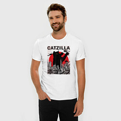 Футболка slim-fit Catzilla in Tokyo мем, цвет: белый — фото 2