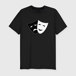 Футболка slim-fit Театральные маски грусти и радости, цвет: черный