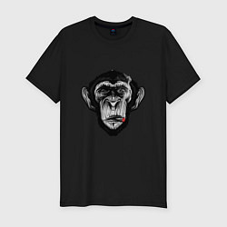 Футболка slim-fit Шимпанзе с сигарой, цвет: черный