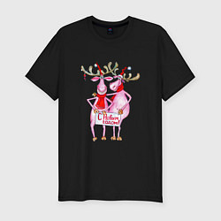 Футболка slim-fit Олени из бани!, цвет: черный