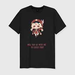 Футболка slim-fit Chibi Klee: catch fish, цвет: черный