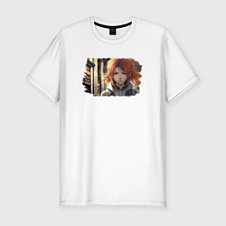 Футболка slim-fit Аниме: нейросеть, цвет: белый