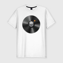Мужская slim-футболка Виниловая пластинка с бомбочкой