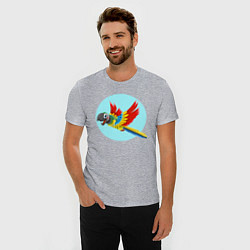 Футболка slim-fit Красочный попугай, цвет: меланж — фото 2