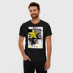 Футболка slim-fit Желтая звезда на полосах, цвет: черный — фото 2