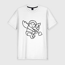Мужская slim-футболка Купидон со стрелой сердцем черные линии