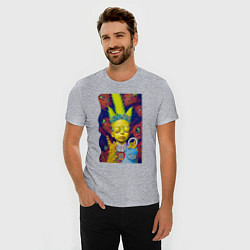 Футболка slim-fit Bart and blue cat - neural network - fantasy, цвет: меланж — фото 2