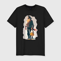 Футболка slim-fit Дочка и отец вместе, цвет: черный