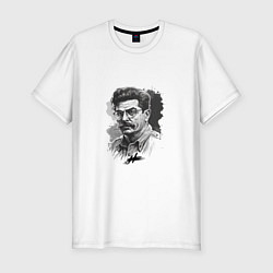 Футболка slim-fit Сталин в черно-белом исполнении, цвет: белый