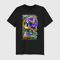 Футболка slim-fit Череп цвета ультрамарин - нейросеть - art, цвет: черный