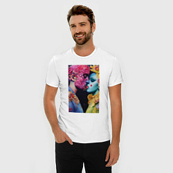 Футболка slim-fit Поцелуй - нейросеть - art, цвет: белый — фото 2