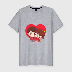 Футболка slim-fit Поцелуй в щеку, цвет: меланж
