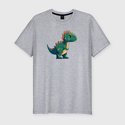 Мужская slim-футболка Динозаврик пиксельный