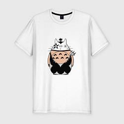 Футболка slim-fit Totoro рокер, цвет: белый