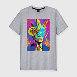 Футболка slim-fit Andy Warhol - neural network - pop art, цвет: меланж