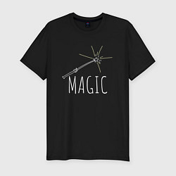 Мужская slim-футболка Magic надпись и волшебная палка