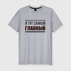 Футболка slim-fit Я тут самый главный жирная надпись, цвет: меланж