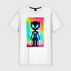 Футболка slim-fit Alien cub - neural network - neon glow, цвет: белый