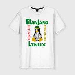 Футболка slim-fit Линукс пингвин в шляпе, цвет: белый