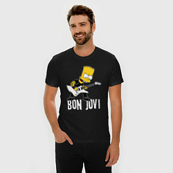 Футболка slim-fit Bon Jovi Барт Симпсон рокер, цвет: черный — фото 2