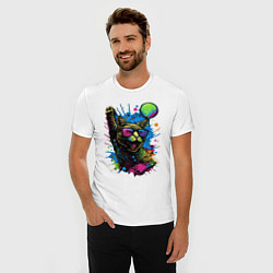 Футболка slim-fit Кот тусовщик, цвет: белый — фото 2